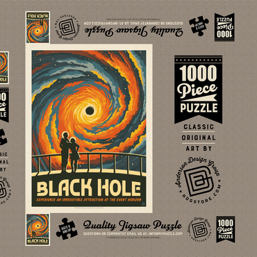Darstellung des Puzzle Motivs Black Hole: An Irresistible Attraction, Vintage Poster 1000 Puzzle Schachtel 3D Modell