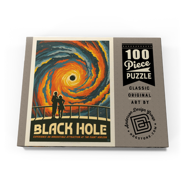 Darstellung des Puzzle Motivs Black Hole: An Irresistible Attraction, Vintage Poster 100 Puzzle Schachtel Ansicht3
