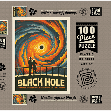Darstellung des Puzzle Motivs Black Hole: An Irresistible Attraction, Vintage Poster 100 Puzzle Schachtel 3D Modell