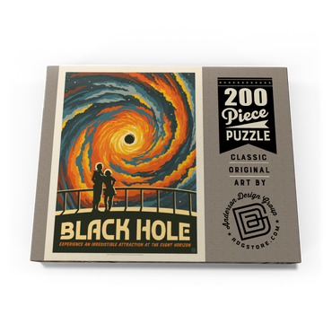 Darstellung des Puzzle Motivs Black Hole: An Irresistible Attraction, Vintage Poster 200 Puzzle Schachtel Ansicht3