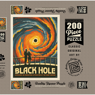 Darstellung des Puzzle Motivs Black Hole: An Irresistible Attraction, Vintage Poster 200 Puzzle Schachtel 3D Modell
