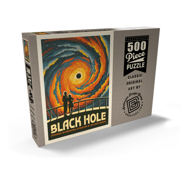 Darstellung des Puzzle Motivs Black Hole: An Irresistible Attraction, Vintage Poster 500 Puzzle Schachtel Ansicht2