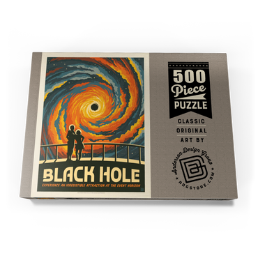 Darstellung des Puzzle Motivs Black Hole: An Irresistible Attraction, Vintage Poster 500 Puzzle Schachtel Ansicht3
