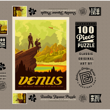 Darstellung des Puzzle Motivs Venus: Hot Springs, Vintage Poster 100 Puzzle Schachtel 3D Modell