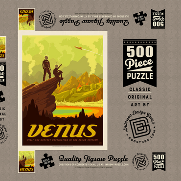 Darstellung des Puzzle Motivs Venus: Hot Springs, Vintage Poster 500 Puzzle Schachtel 3D Modell