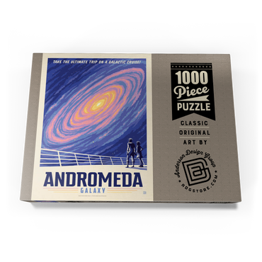 Darstellung des Puzzle Motivs Andromeda Galaxy Tour, Vintage Poster 1000 Puzzle Schachtel Ansicht3