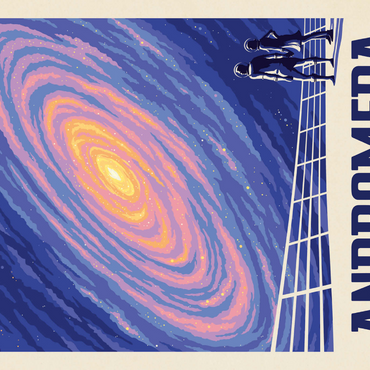 Darstellung des Puzzle Motivs Andromeda Galaxy Tour, Vintage Poster 1000 Puzzle 3D Modell