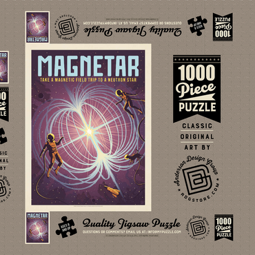 Darstellung des Puzzle Motivs Magnetar: Neutron Star, Vintage Poster 1000 Puzzle Schachtel 3D Modell