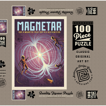 Darstellung des Puzzle Motivs Magnetar: Neutron Star, Vintage Poster 100 Puzzle Schachtel 3D Modell
