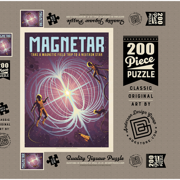 Darstellung des Puzzle Motivs Magnetar: Neutron Star, Vintage Poster 200 Puzzle Schachtel 3D Modell