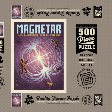 Darstellung des Puzzle Motivs Magnetar: Neutron Star, Vintage Poster 500 Puzzle Schachtel 3D Modell