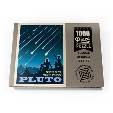 Darstellung des Puzzle Motivs Pluto: Meteor Showers, Vintage Poster 1000 Puzzle Schachtel Ansicht3