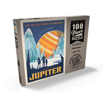 Darstellung des Puzzle Motivs Jupiter: Ice Spires Of Callisto, Vintage Poster 100 Puzzle Schachtel Ansicht2