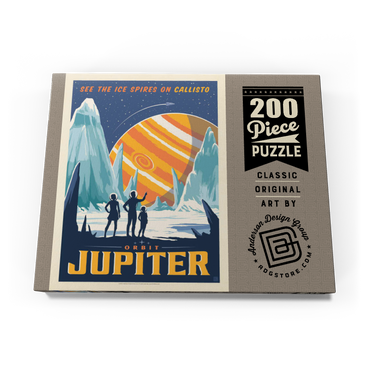 Darstellung des Puzzle Motivs Jupiter: Ice Spires Of Callisto, Vintage Poster 200 Puzzle Schachtel Ansicht3