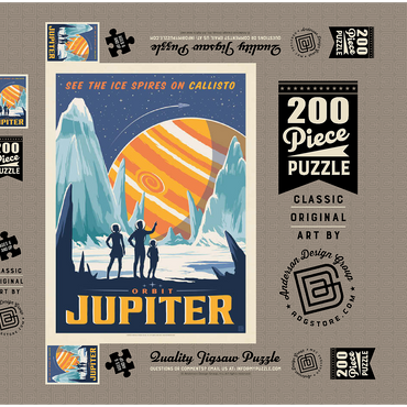 Darstellung des Puzzle Motivs Jupiter: Ice Spires Of Callisto, Vintage Poster 200 Puzzle Schachtel 3D Modell