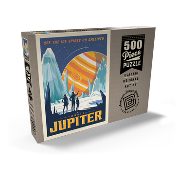 Darstellung des Puzzle Motivs Jupiter: Ice Spires Of Callisto, Vintage Poster 500 Puzzle Schachtel Ansicht2