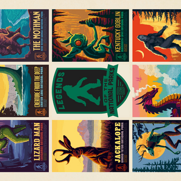 Darstellung des Puzzle Motivs Legends Of The National Parks: Multi-Image Print - Edition 1, Vintage Poster 1000 Puzzle 3D Modell