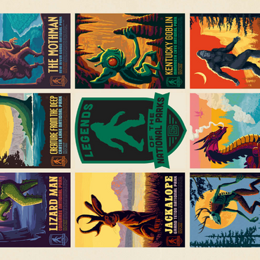 Darstellung des Puzzle Motivs Legends Of The National Parks: Multi-Image Print - Edition 1, Vintage Poster 200 Puzzle 3D Modell