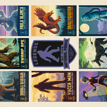 Darstellung des Puzzle Motivs Legends Of The National Parks: Multi-Image Print - Edition 2, Vintage Poster 1000 Puzzle 3D Modell