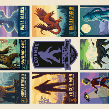 Darstellung des Puzzle Motivs Legends Of The National Parks: Multi-Image Print - Edition 2, Vintage Poster 500 Puzzle 3D Modell