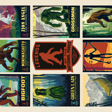Darstellung des Puzzle Motivs Legends Of The National Parks: Multi-Image Print - Edition 3, Vintage Poster 1000 Puzzle 3D Modell
