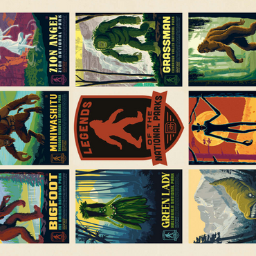 Darstellung des Puzzle Motivs Legends Of The National Parks: Multi-Image Print - Edition 3, Vintage Poster 100 Puzzle 3D Modell