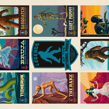 Darstellung des Puzzle Motivs Legends Of The National Parks: Multi-Image Print - Edition 4, Vintage Poster 1000 Puzzle 3D Modell