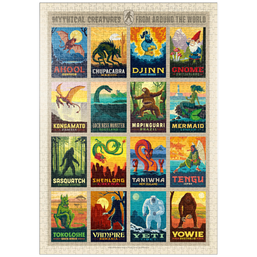 Darstellung des Puzzle Motivs puzzleplate Mythical Creatures From Around The World, Vintage Poster 1000 Puzzle