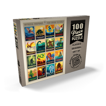 Darstellung des Puzzle Motivs Mythical Creatures From Around The World, Vintage Poster 100 Puzzle Schachtel Ansicht2