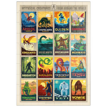 Darstellung des Puzzle Motivs puzzleplate Mythical Creatures From Around The World, Vintage Poster 100 Puzzle