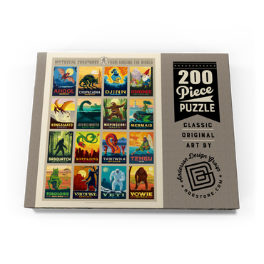Darstellung des Puzzle Motivs Mythical Creatures From Around The World, Vintage Poster 200 Puzzle Schachtel Ansicht3