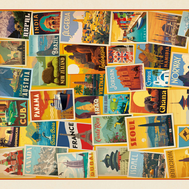 Darstellung des Puzzle Motivs World Travel: Collage Print, Vintage Poster 1000 Puzzle 3D Modell