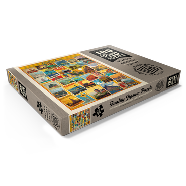 Darstellung des Puzzle Motivs World Travel: Collage Print, Vintage Poster 100 Puzzle Schachtel Ansicht1