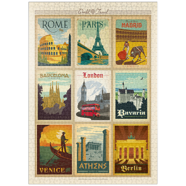 Darstellung des Puzzle Motivs puzzleplate World Travel: Multi-Image Print - Edition 1, Vintage Poster 1000 Puzzle