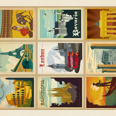 Darstellung des Puzzle Motivs World Travel: Multi-Image Print - Edition 1, Vintage Poster 1000 Puzzle 3D Modell