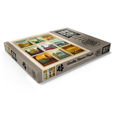 Darstellung des Puzzle Motivs World Travel: Multi-Image Print - Edition 1, Vintage Poster 100 Puzzle Schachtel Ansicht1