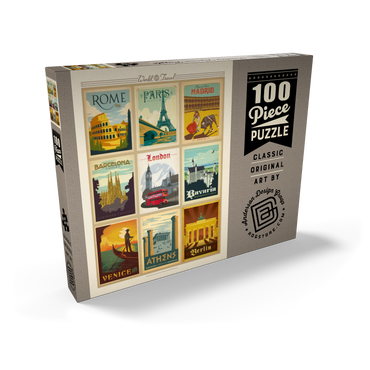 Darstellung des Puzzle Motivs World Travel: Multi-Image Print - Edition 1, Vintage Poster 100 Puzzle Schachtel Ansicht2