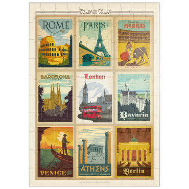 Darstellung des Puzzle Motivs puzzleplate World Travel: Multi-Image Print - Edition 1, Vintage Poster 100 Puzzle