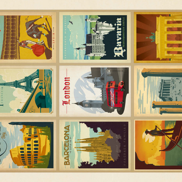 Darstellung des Puzzle Motivs World Travel: Multi-Image Print - Edition 1, Vintage Poster 100 Puzzle 3D Modell