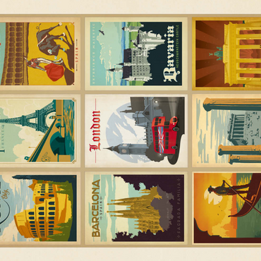 Darstellung des Puzzle Motivs World Travel: Multi-Image Print - Edition 1, Vintage Poster 200 Puzzle 3D Modell