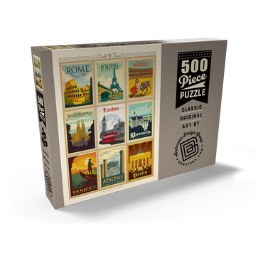 Darstellung des Puzzle Motivs World Travel: Multi-Image Print - Edition 1, Vintage Poster 500 Puzzle Schachtel Ansicht2