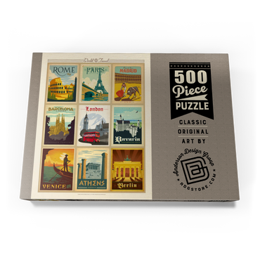 Darstellung des Puzzle Motivs World Travel: Multi-Image Print - Edition 1, Vintage Poster 500 Puzzle Schachtel Ansicht3