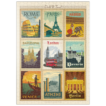 Darstellung des Puzzle Motivs puzzleplate World Travel: Multi-Image Print - Edition 1, Vintage Poster 500 Puzzle