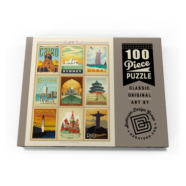 Darstellung des Puzzle Motivs World Travel: Multi-Image Print - Edition 2, Vintage Poster 100 Puzzle Schachtel Ansicht3