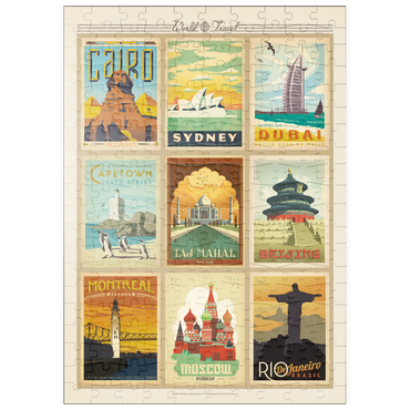 Darstellung des Puzzle Motivs puzzleplate World Travel: Multi-Image Print - Edition 2, Vintage Poster 200 Puzzle