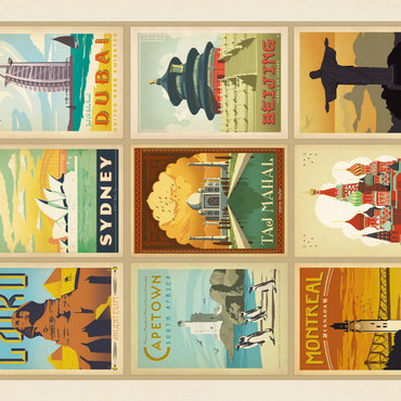 Darstellung des Puzzle Motivs World Travel: Multi-Image Print - Edition 2, Vintage Poster 200 Puzzle 3D Modell