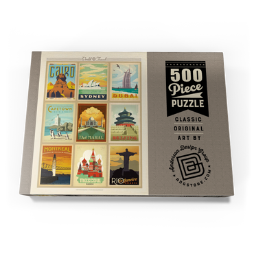 Darstellung des Puzzle Motivs World Travel: Multi-Image Print - Edition 2, Vintage Poster 500 Puzzle Schachtel Ansicht3