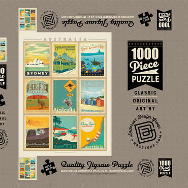 Darstellung des Puzzle Motivs Australia: Multi-Image Print, Vintage Poster 1000 Puzzle Schachtel 3D Modell