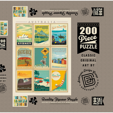 Darstellung des Puzzle Motivs Australia: Multi-Image Print, Vintage Poster 200 Puzzle Schachtel 3D Modell