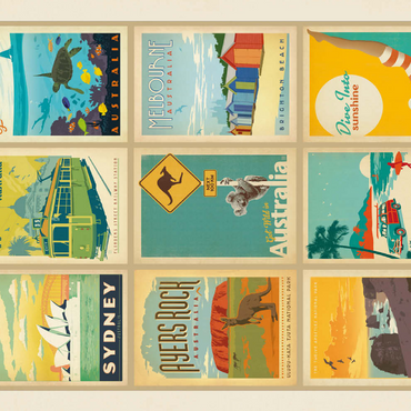 Darstellung des Puzzle Motivs Australia: Multi-Image Print, Vintage Poster 500 Puzzle 3D Modell